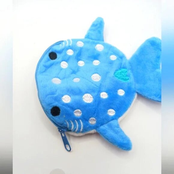Blue Shark Zippered Coin Purse Wallet New - Picture 4 of 6